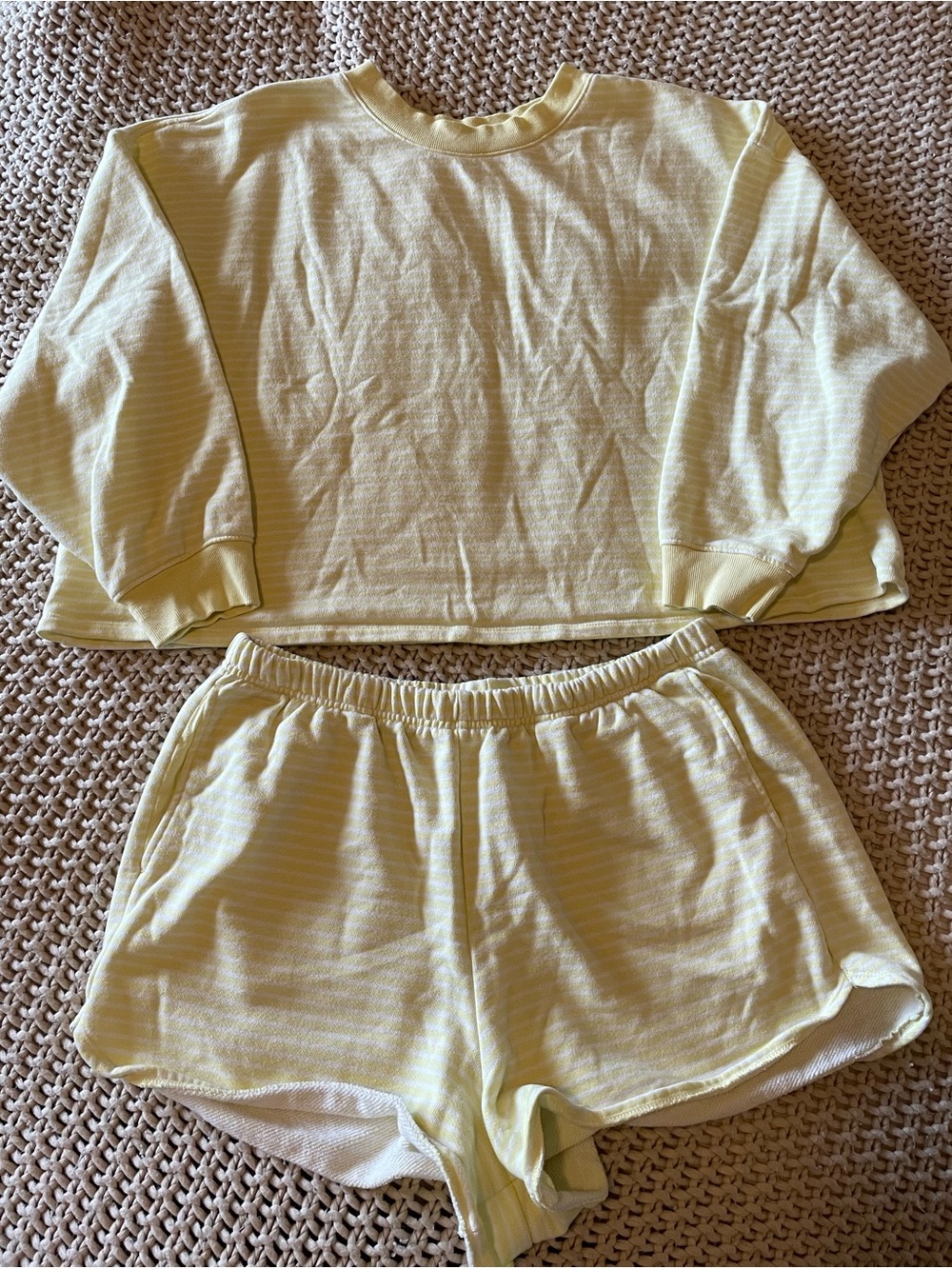 wild fable Pale Yellow Two-Piece Lounge Set - Long Sleeve Top & Shorts